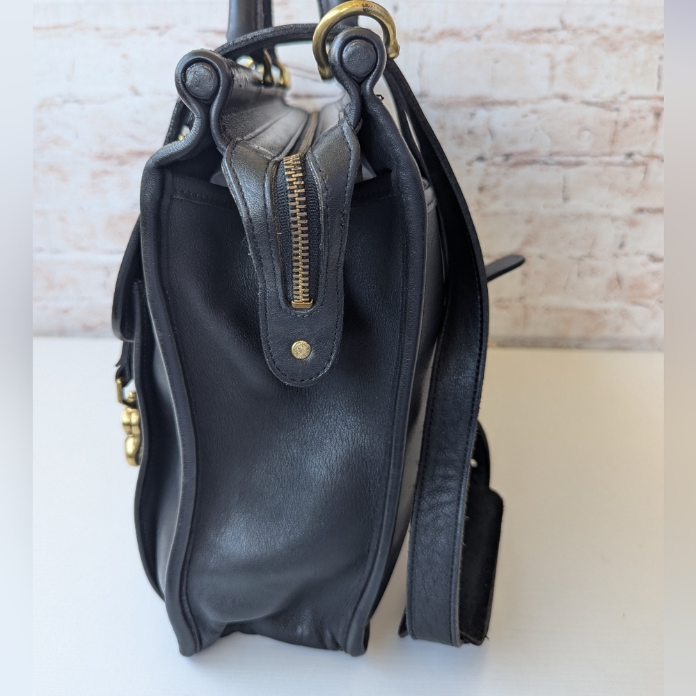 Coach  Vintage Lenox Black Leather Briefcase with Gold Accents - Picture 8 of 16